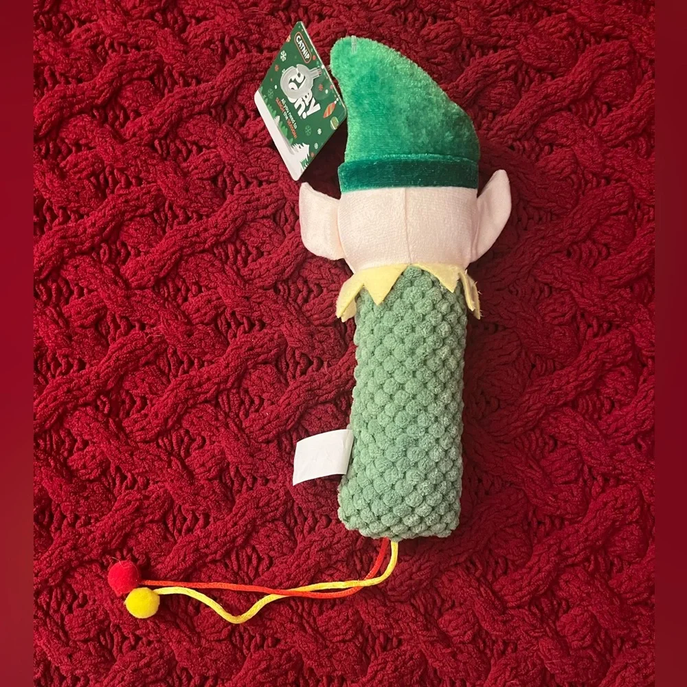 NWT Play On! Holiday Green Elf Cat Toy with Yellow and Red Accents w/catnip
